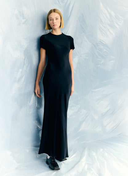 4-Ply Silk Bias Dress Black - Tibi