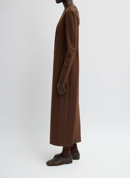 Compact Ultra Stretch Knit Dress With Cut Out Back Brown - Tibi