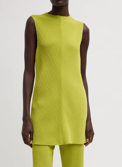 Viscose Plisse Sleeveless Bias Short Tunic Dress Pea Pod - Tibi