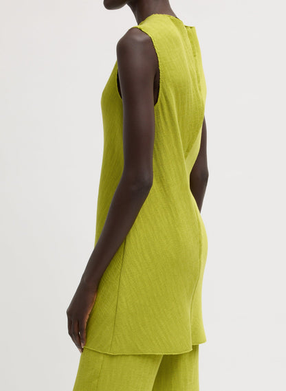 Viscose Plisse Sleeveless Bias Short Tunic Dress Pea Pod - Tibi