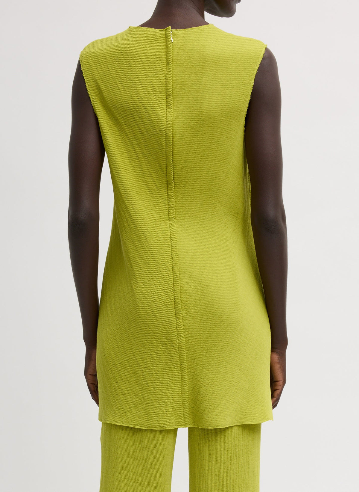 Viscose Plisse Sleeveless Bias Short Tunic Dress Pea Pod - Tibi