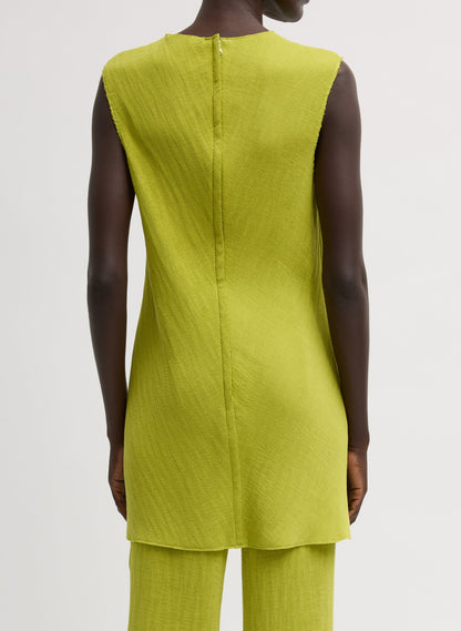 Viscose Plisse Sleeveless Bias Short Tunic Dress Pea Pod - Tibi