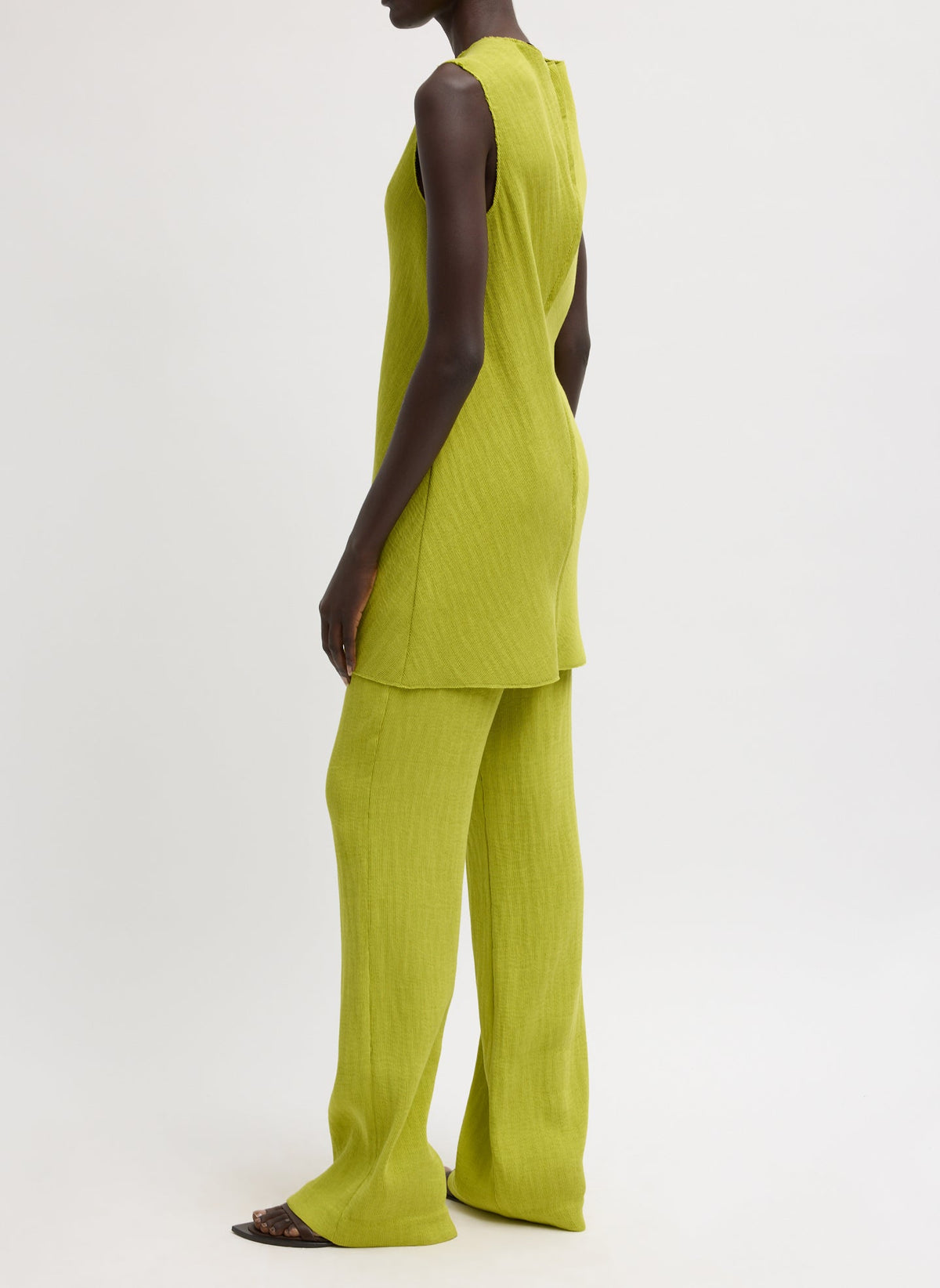 Viscose Plisse Sleeveless Bias Short Tunic Dress Pea Pod - Tibi