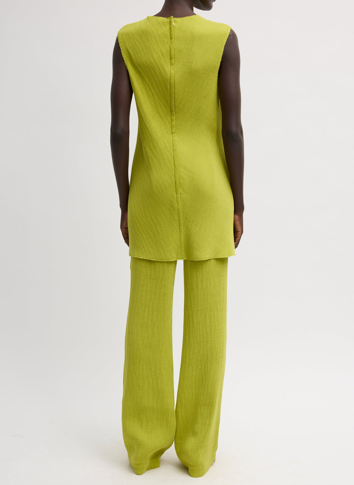 Viscose Plisse Sleeveless Bias Short Tunic Dress Pea Pod - Tibi