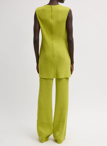Viscose Plisse Sleeveless Bias Short Tunic Dress Pea Pod - Tibi