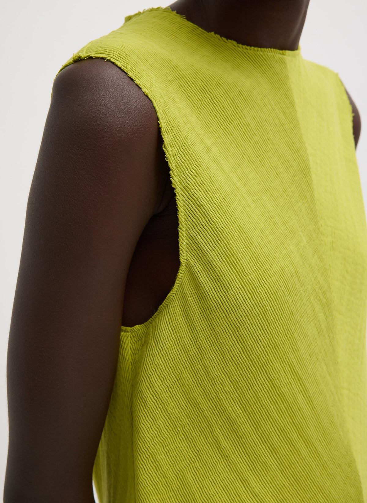 Viscose Plisse Sleeveless Bias Short Tunic Dress Pea Pod - Tibi