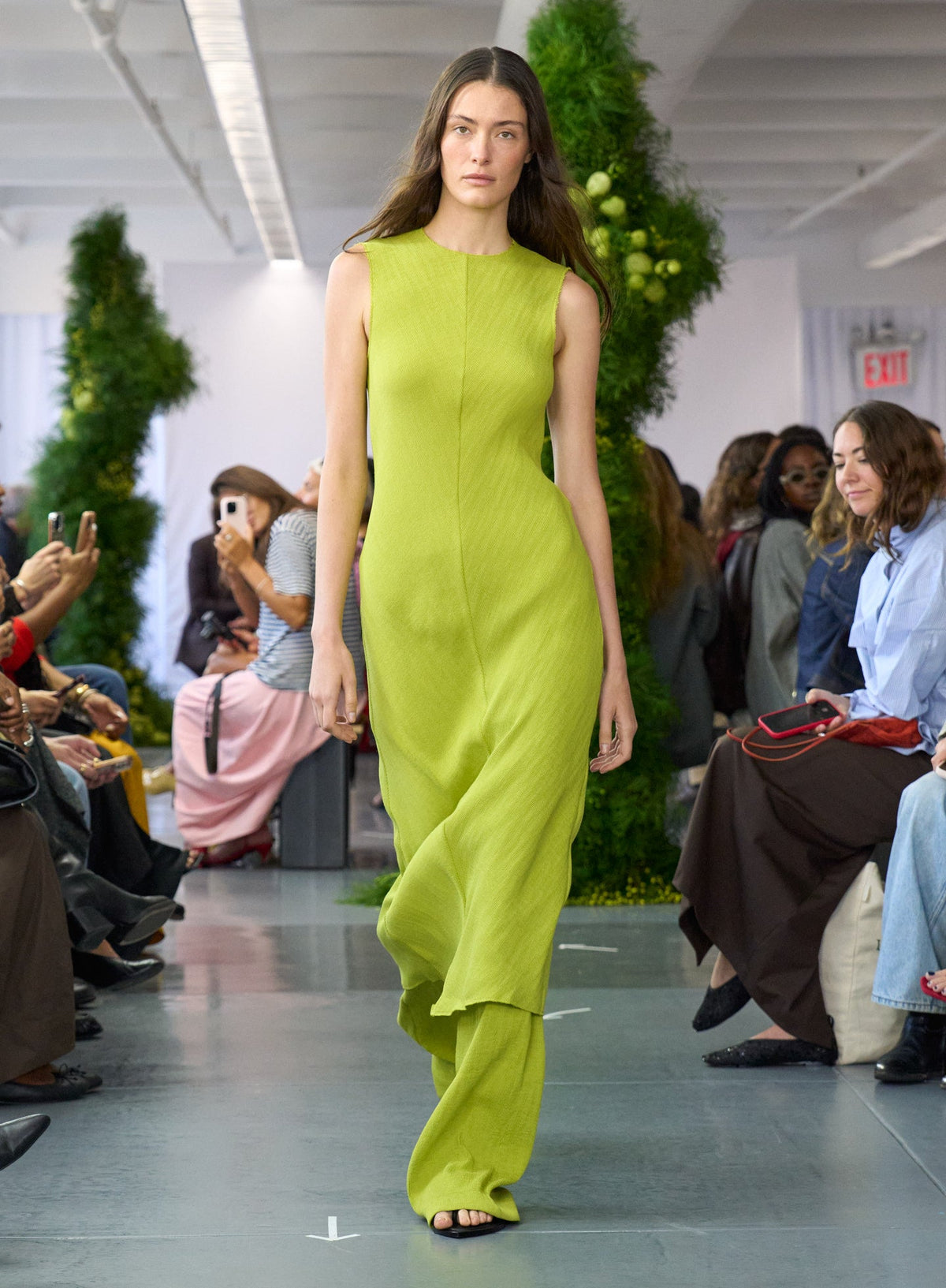 Viscose Plisse Sleeveless Bias Dress Pea Pod - Tibi