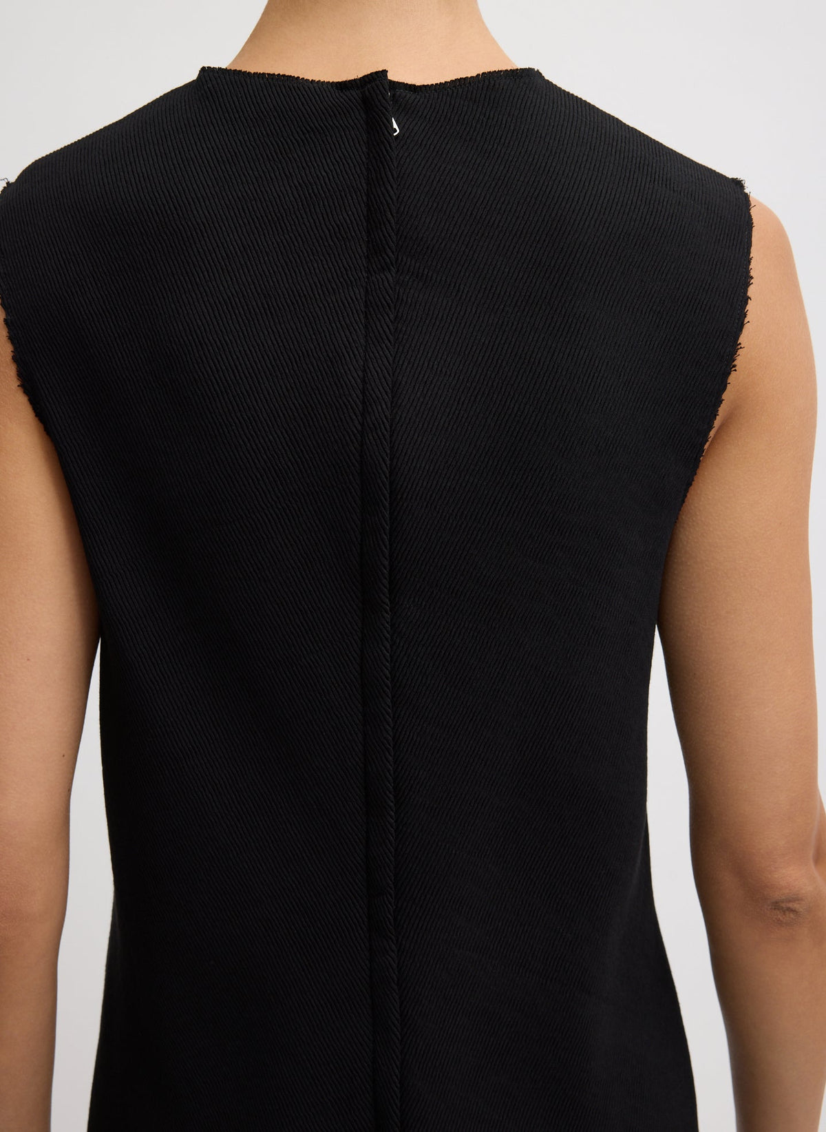 Viscose Plisse Sleeveless Bias Short Tunic Dress Black - Tibi