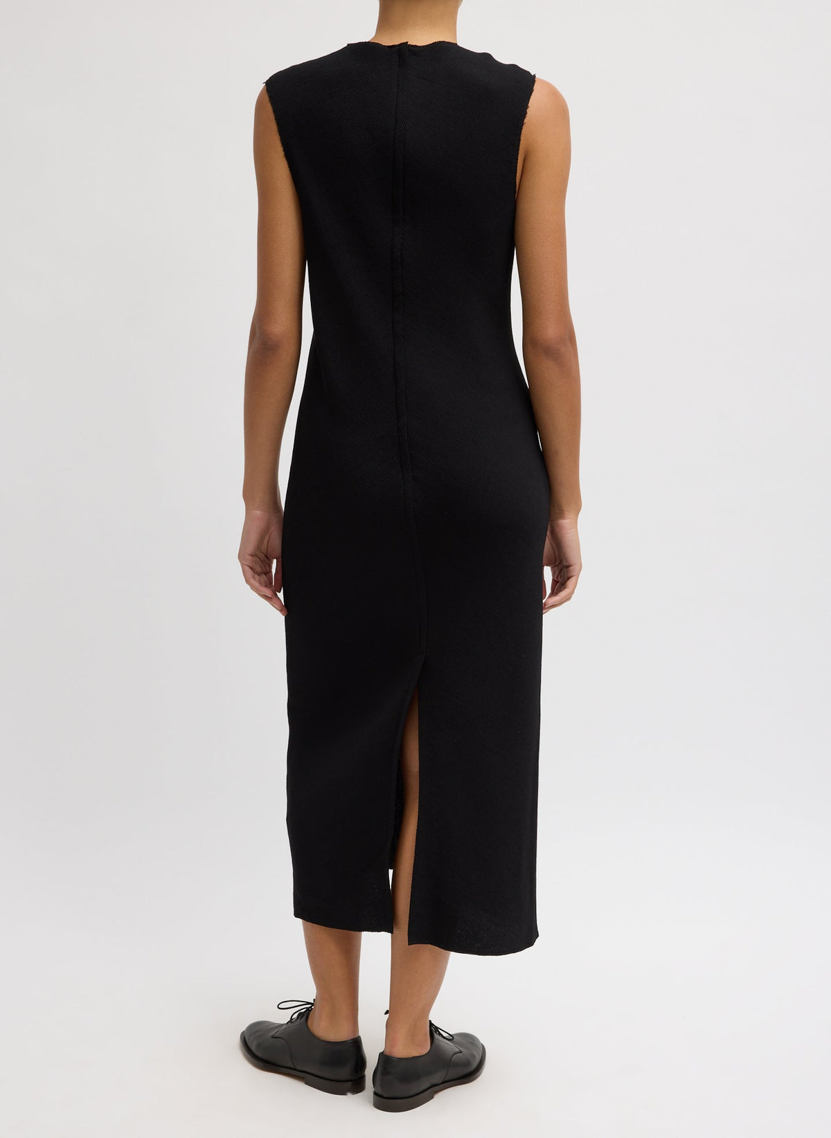 Viscose Plisse Sleeveless Bias Dress Black - Tibi