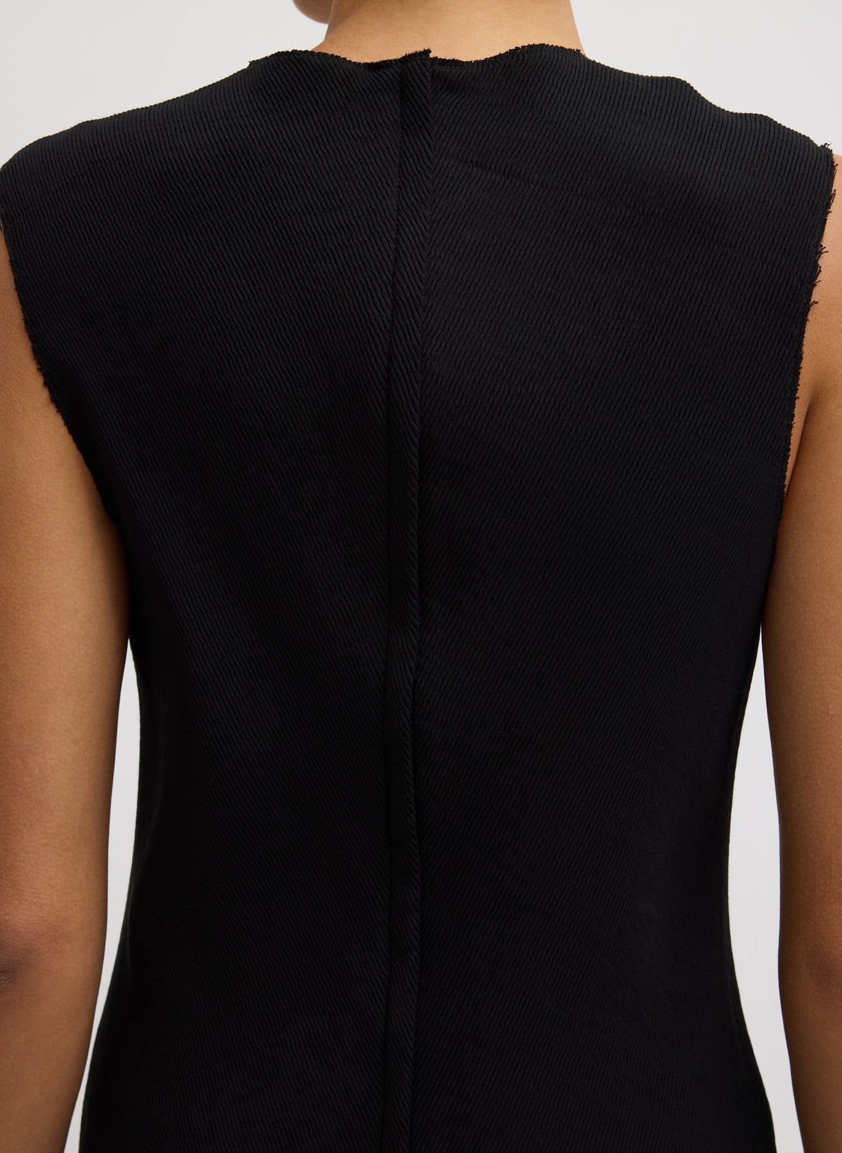Viscose Plisse Sleeveless Bias Dress Black - Tibi