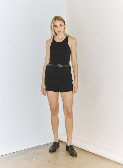 Bonded Viscose Sculpted Sleeveless Tunic Tank Black - Tibi