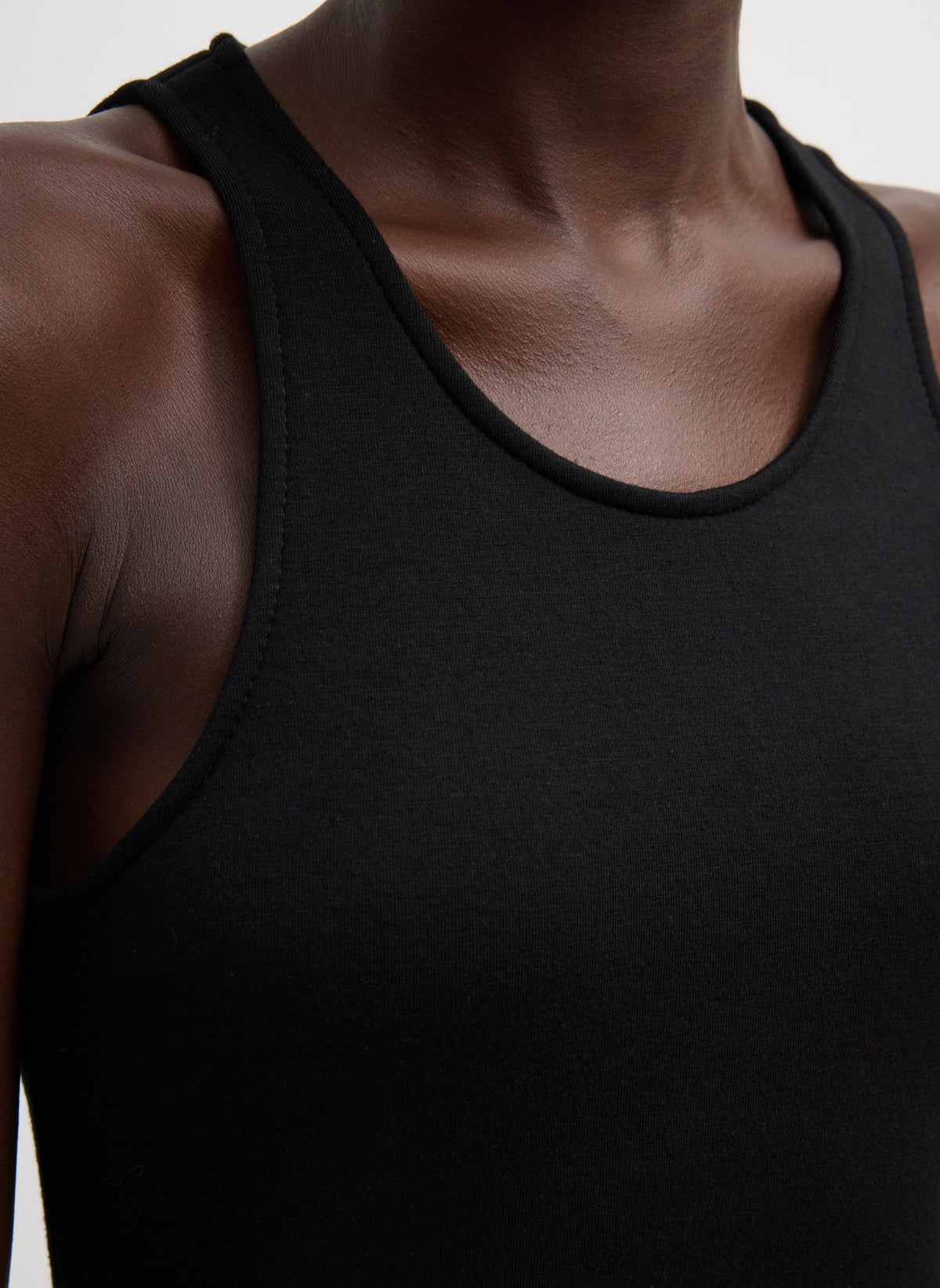 Bonded Viscose Sculpted Sleeveless Tunic Tank Black - Tibi