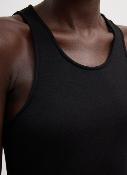 Bonded Viscose Sculpted Sleeveless Tunic Tank Black - Tibi