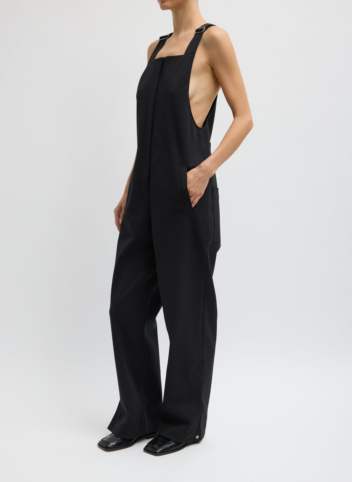 Compact Tech Knit Overalls Black - Tibi