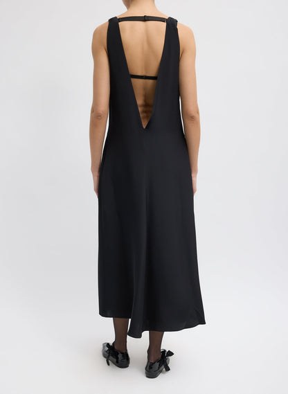 4-Ply Silk V-Neck Dress With Bra Black - Tibi