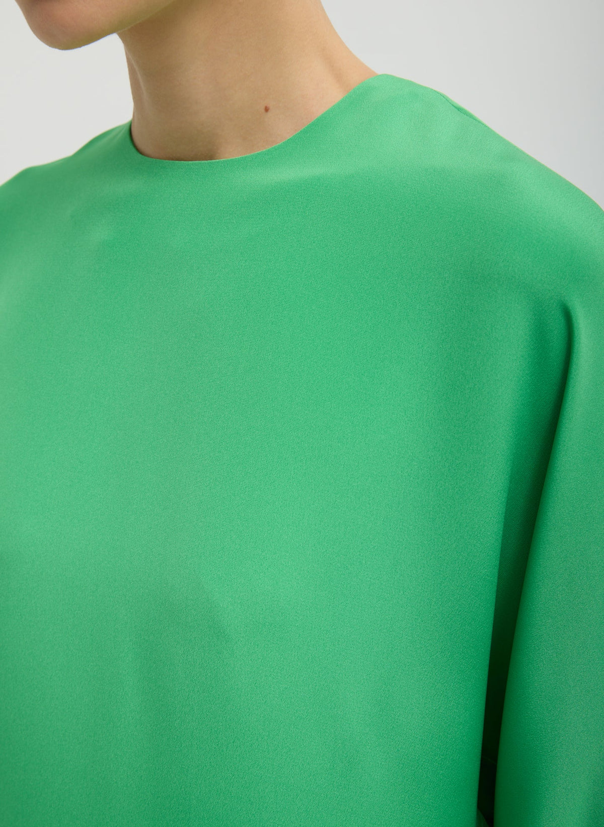 4-Ply Silk Long Sleeve Cocoon Dress Green - Tibi