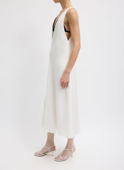 4-Ply Silk V-Neck Dress With Bra Ivory - Tibi