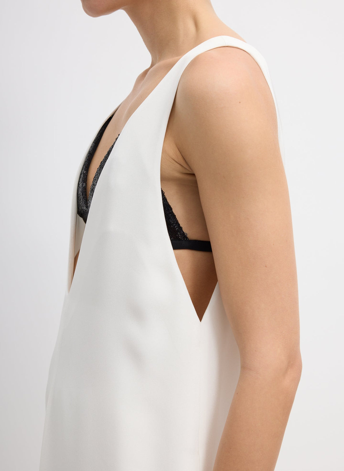 4-Ply Silk V-Neck Dress With Bra Ivory - Tibi