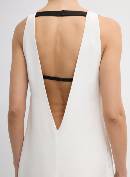 4-Ply Silk V-Neck Dress With Bra Ivory - Tibi