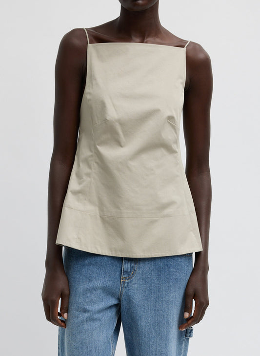Eco Poplin Strappy Open Back Top Sandstone - Tibi