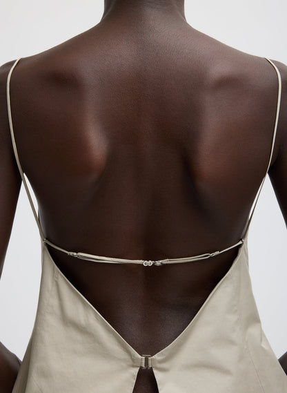 Eco Poplin Strappy Open Back Top Sandstone - Tibi