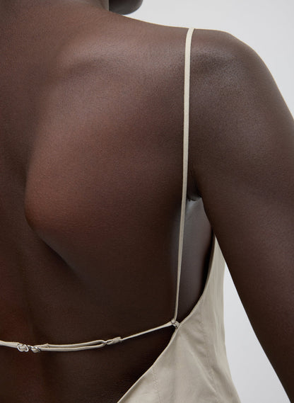 Eco Poplin Strappy Open Back Top Sandstone - Tibi
