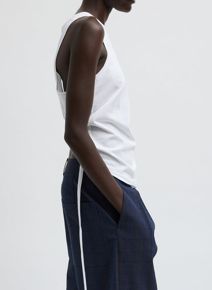 Shirred Back Tank White - Tibi