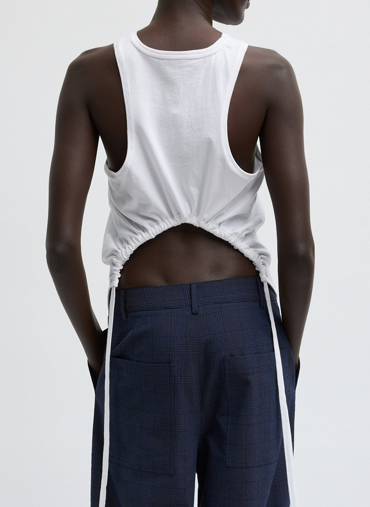 Shirred Back Tank White - Tibi