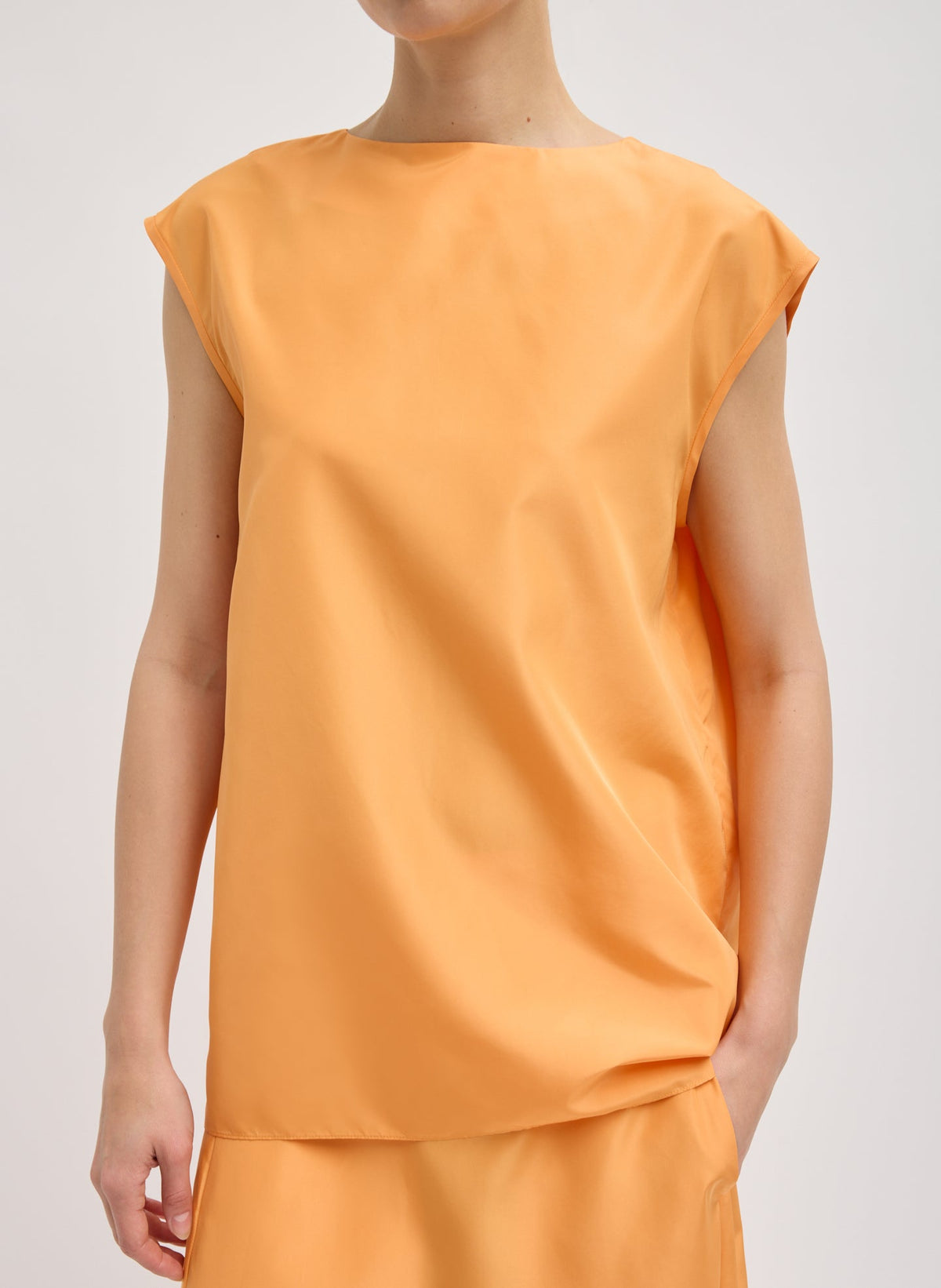 Summer Nylon Sleeveless Cocoon Top Orange - Tibi