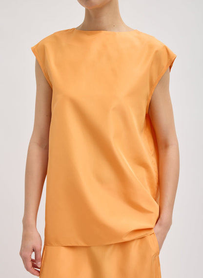 Summer Nylon Sleeveless Cocoon Top Orange - Tibi