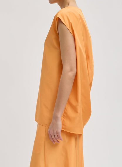 Summer Nylon Sleeveless Cocoon Top Orange - Tibi
