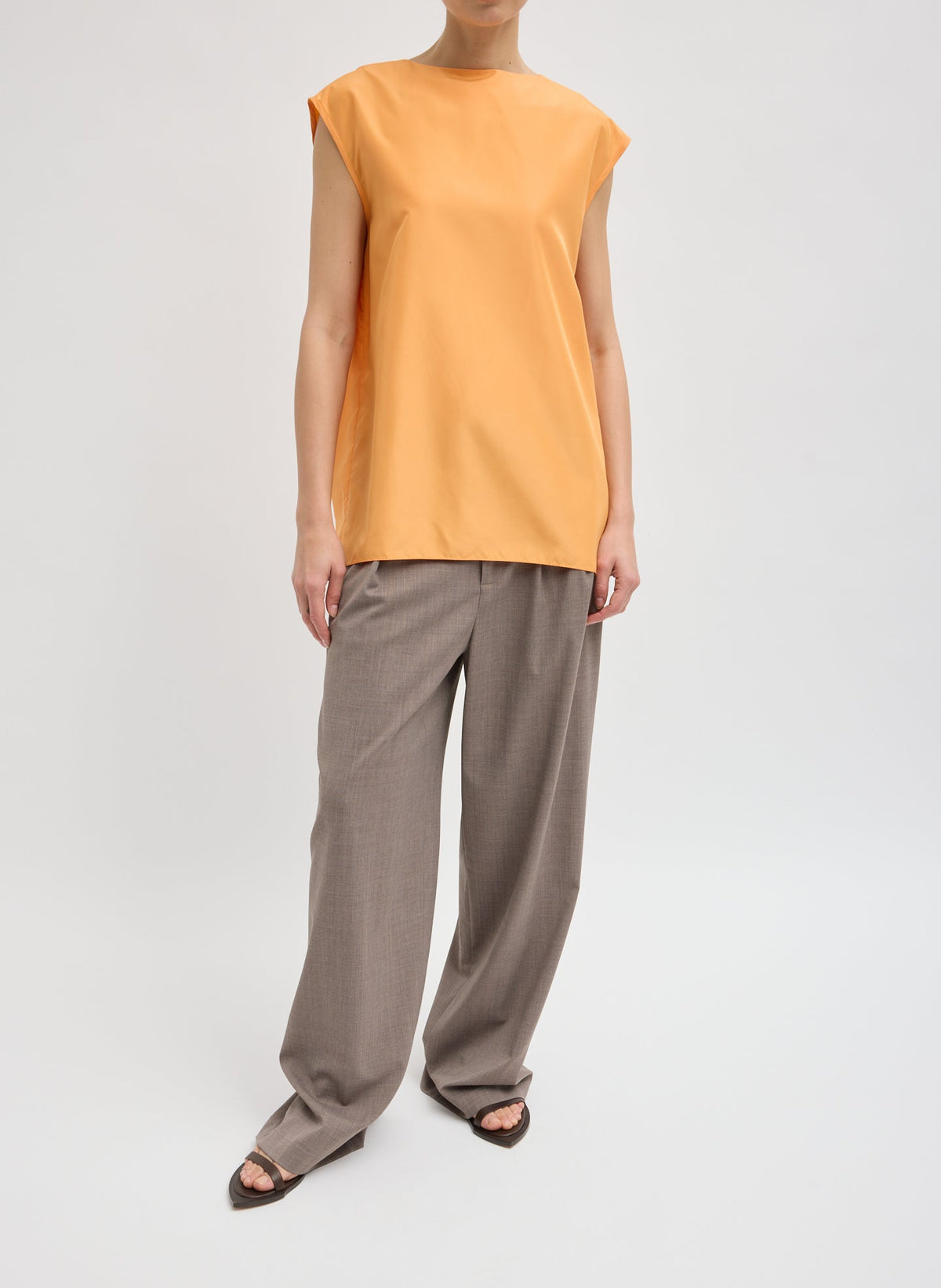 Summer Nylon Sleeveless Cocoon Top Orange - Tibi