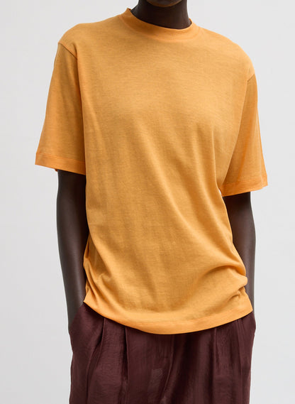 Sheer Crepe Knit Mock Unisex T-Shirt Orange - Tibi