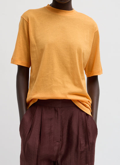 Sheer Crepe Knit Mock Unisex T-Shirt Orange - Tibi