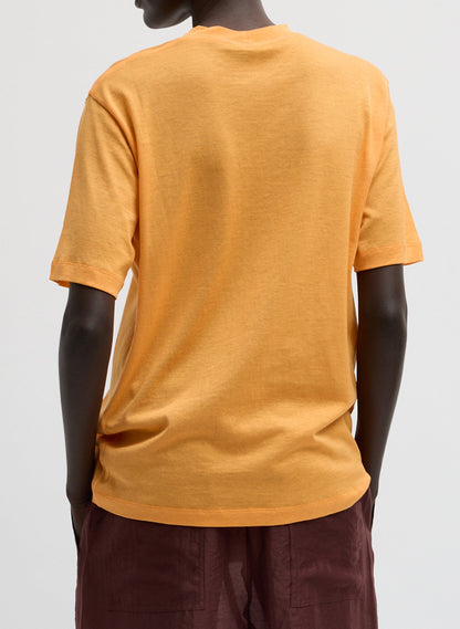 Sheer Crepe Knit Mock Unisex T-Shirt Orange - Tibi