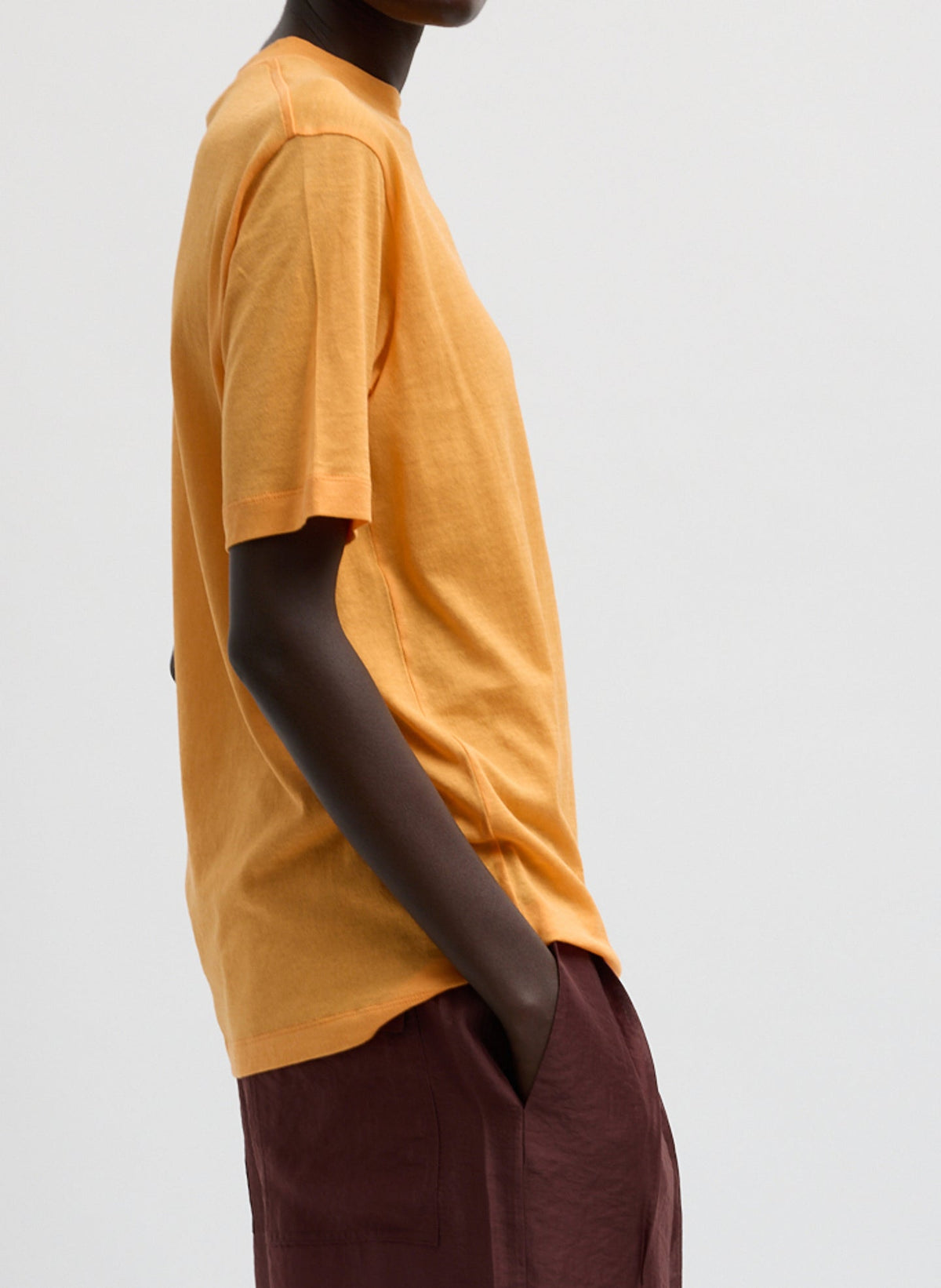 Sheer Crepe Knit Mock Unisex T-Shirt Orange - Tibi