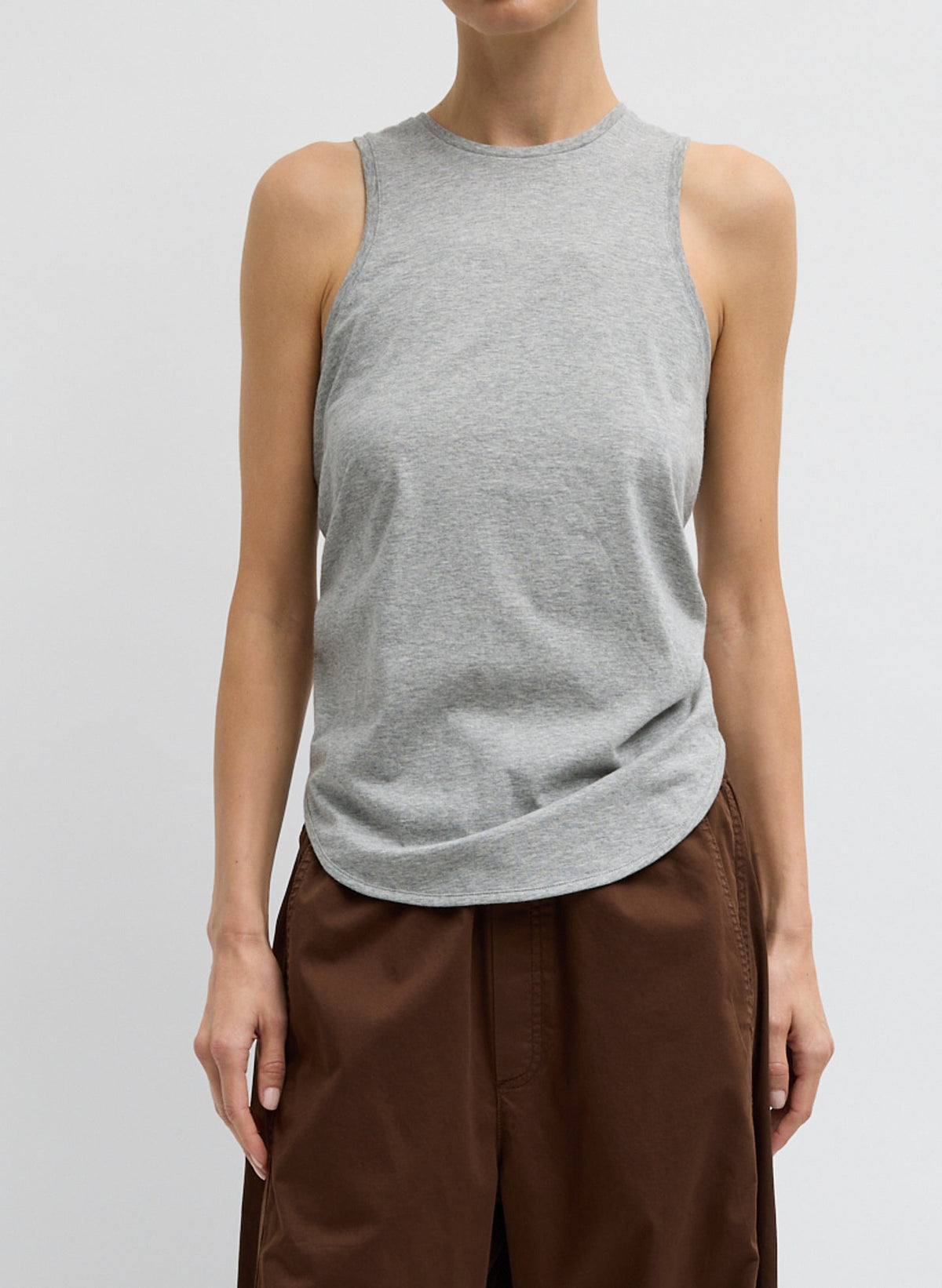 Shirred Back Tank Heather Grey - Tibi