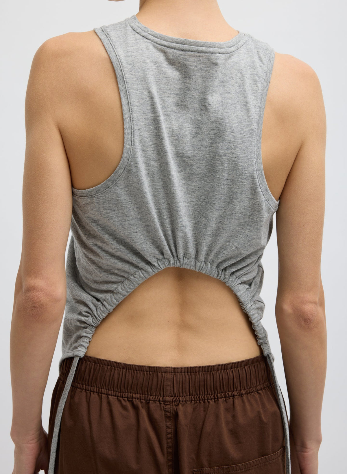 Shirred Back Tank Heather Grey - Tibi