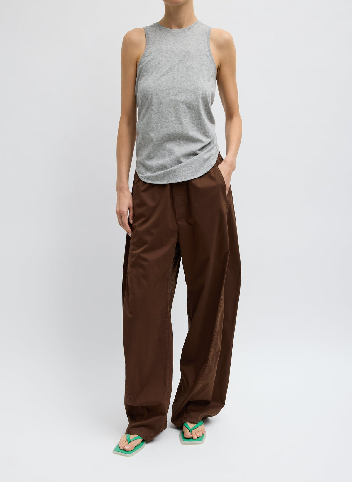 Shirred Back Tank Heather Grey - Tibi