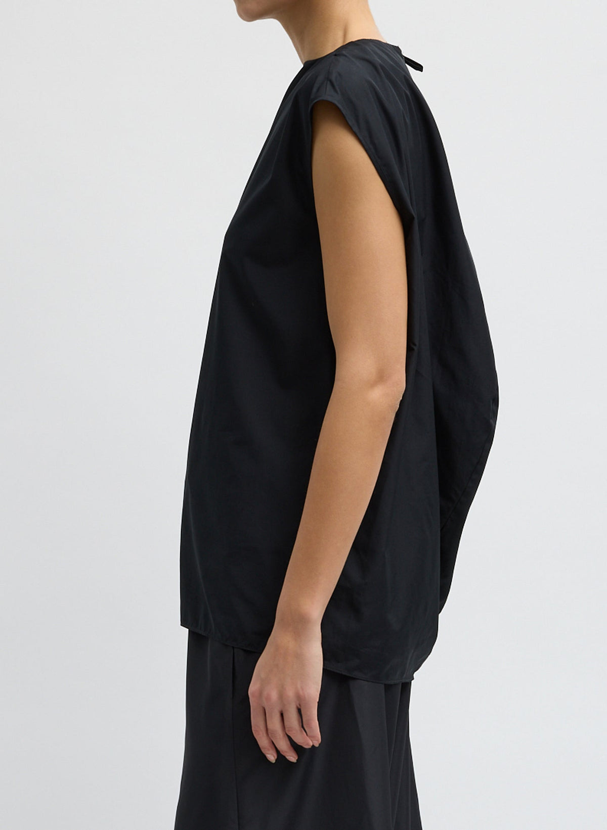 Summer Nylon Sleeveless Cocoon Top Black - Tibi