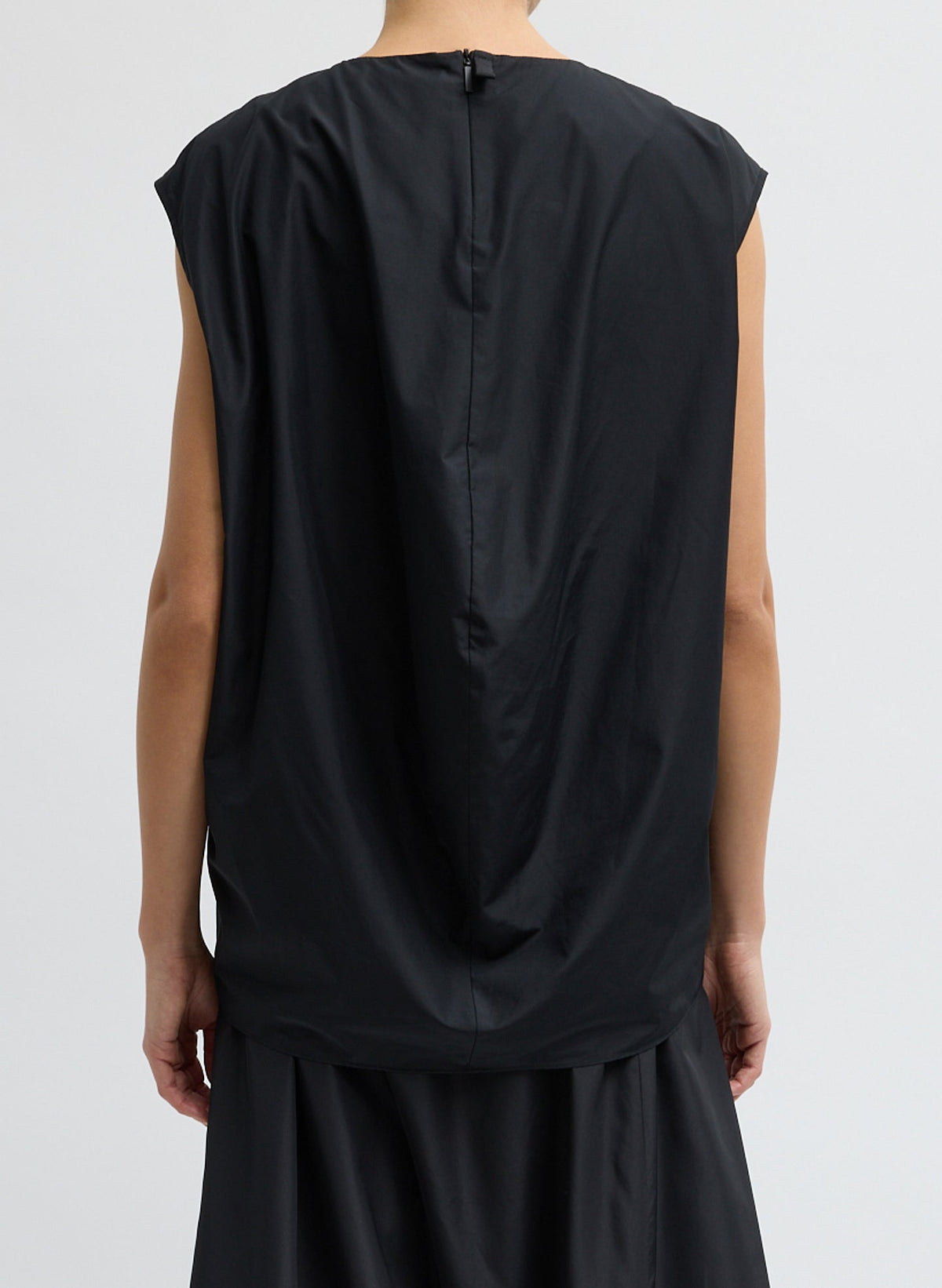Summer Nylon Sleeveless Cocoon Top Black - Tibi