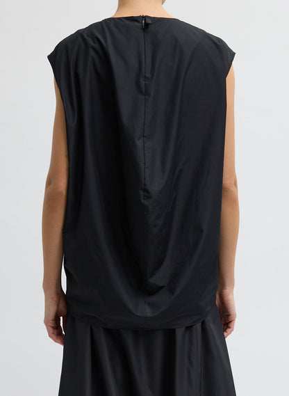 Summer Nylon Sleeveless Cocoon Top Black - Tibi