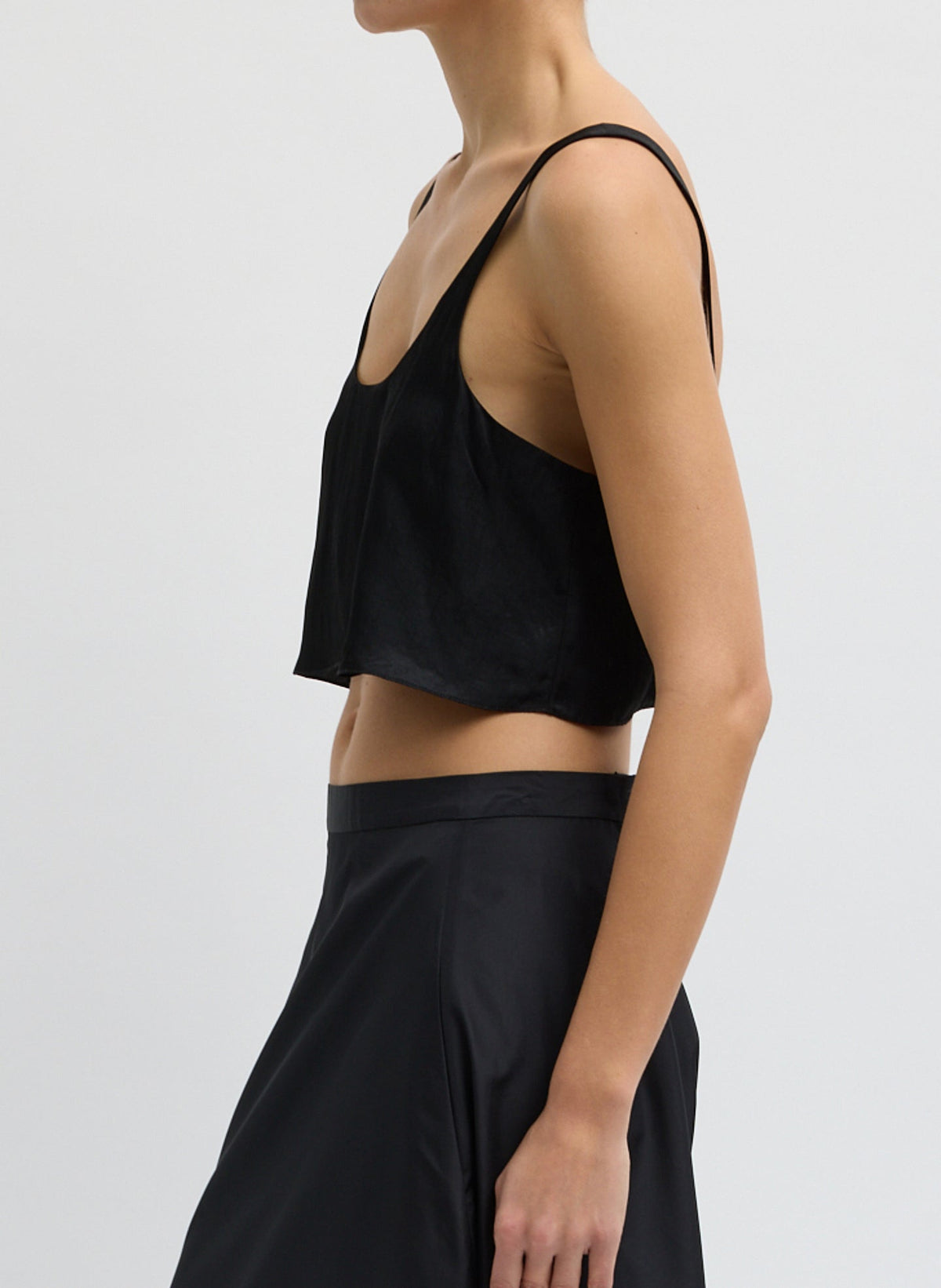 Summer Acetate Crinkle Cropped Tank Black - Tibi