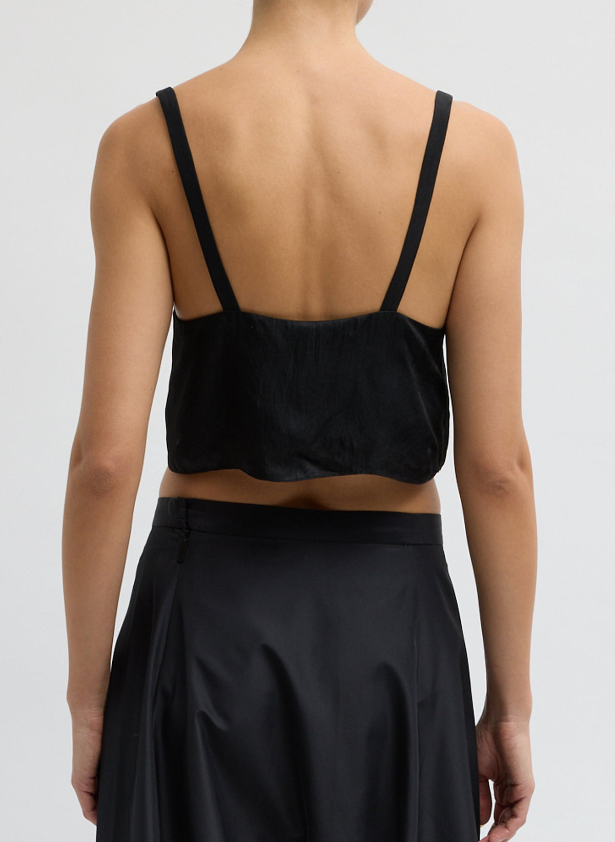 Summer Acetate Crinkle Cropped Tank Black - Tibi