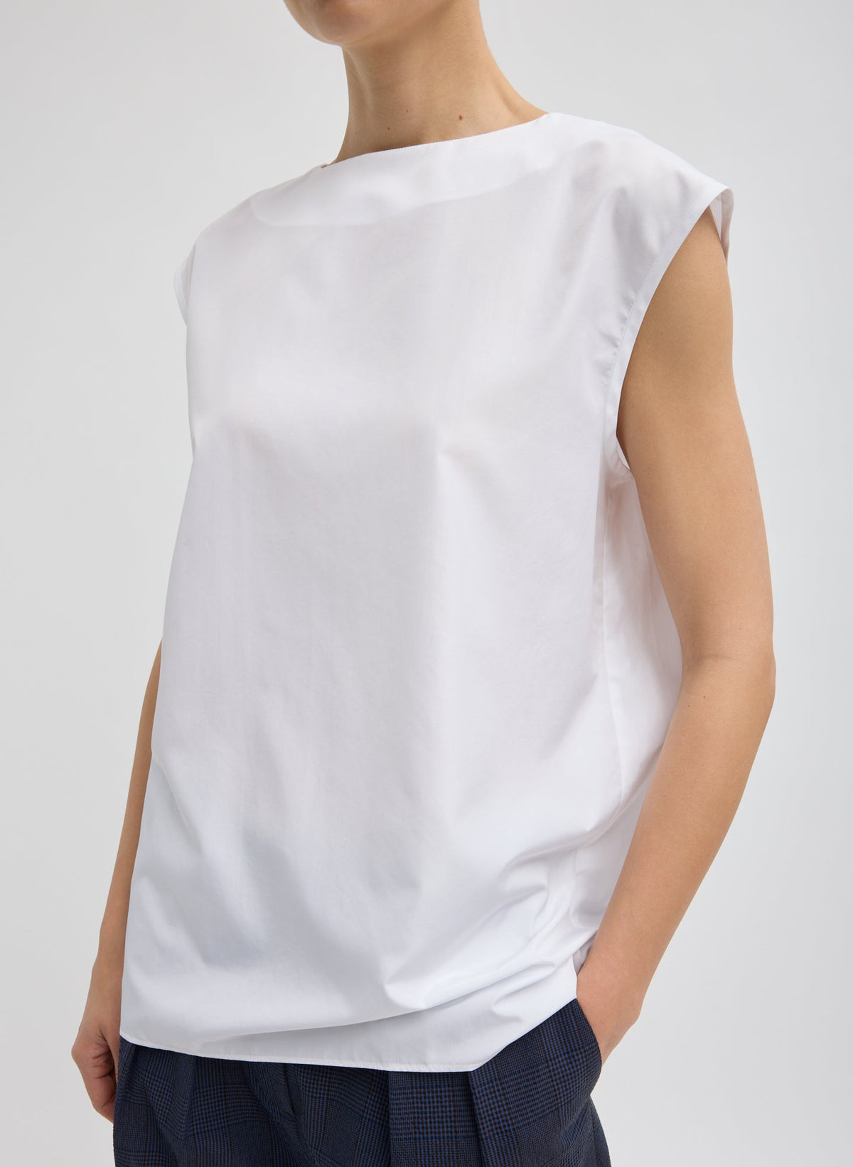 Summer Nylon Sleeveless Cocoon Top White - Tibi