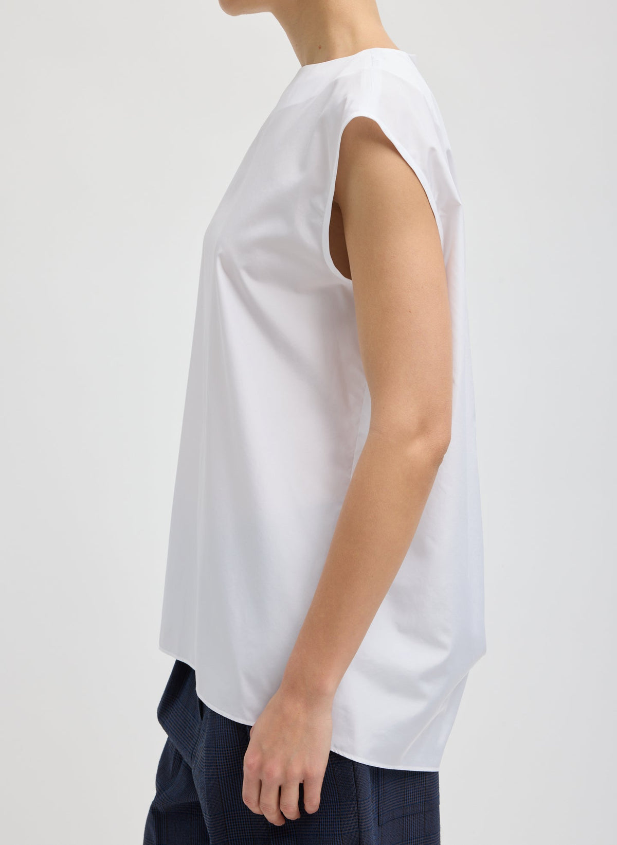 Summer Nylon Sleeveless Cocoon Top White - Tibi