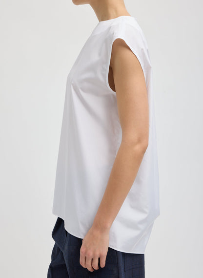 Summer Nylon Sleeveless Cocoon Top White - Tibi