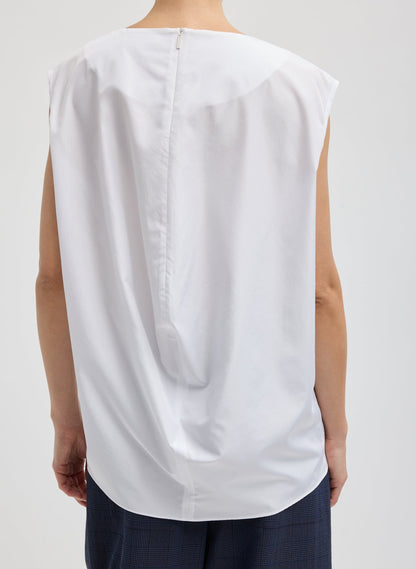 Summer Nylon Sleeveless Cocoon Top White - Tibi