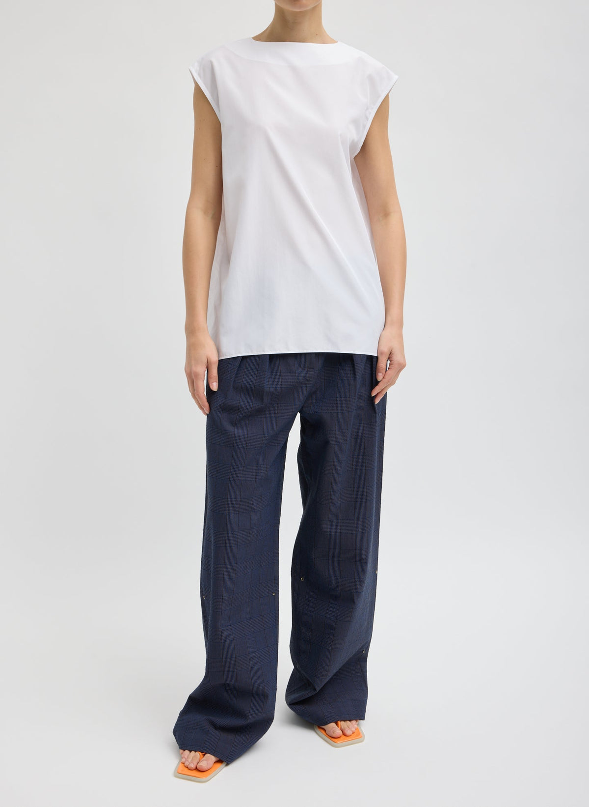 Summer Nylon Sleeveless Cocoon Top White - Tibi