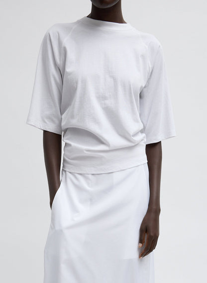 Short Sleeve T-Shirt With Shirred Back White - Tibi